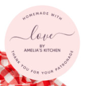 Pink Homemade with love thank you Sticker