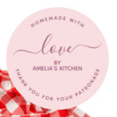Pink Homemade with love thank you Sticker
