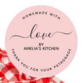 Pink Homemade with love thank you Sticker