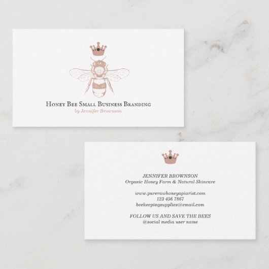 Pink Honeycomb Crown Queen Bee Visitekaartje (Voorkant / Achterkant)