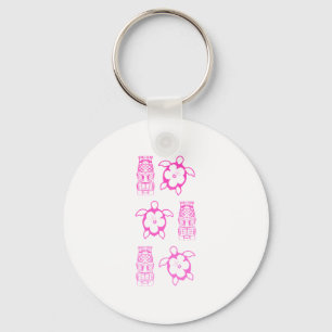 Pink Honu en Tiki Mask Sleutelhanger