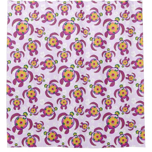 Pink Honu Turtles Hibiscus Flowers Douchegordijn (Voorkant)