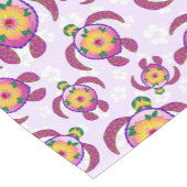 Pink Honu Turtles Hibiscus Flowers Korte Tafelloper (Hoek)