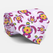 Pink Honu Turtles Hibiscus Flowers Stropdas (Opgerold)