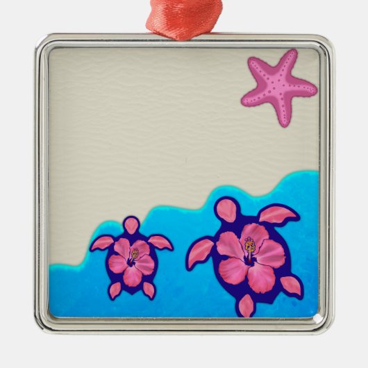 Pink Honu Turtles Metalen Ornament (Voorkant)