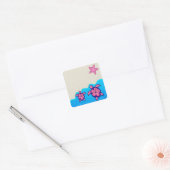 Pink Honu Turtles Vierkante Sticker (Envelop)