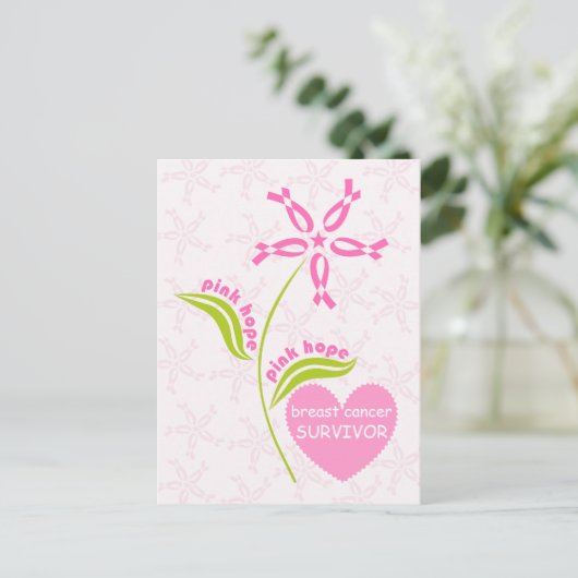 Pink Hope Overlevende van het Bewustzijn van borst Briefkaart (Staand voorkant)