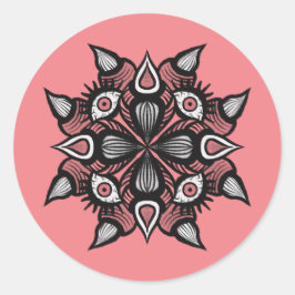Pink Horror Art Creepy Demon Creature Ronde Sticker