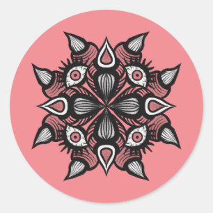 Pink Horror Art Creepy Demon Creature Ronde Sticker