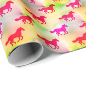 Pink Horse Lover Running Pony Equestrian Foal Cadeaupapier (Rol Hoek)