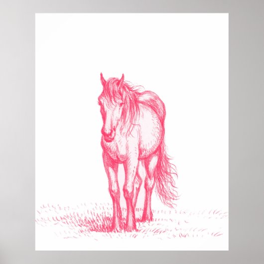 Pink Horse Sketch Poster (Voorkant)