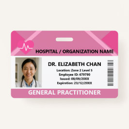 Pink Hospital Doctor Nurse Care Security Photo ID Badge