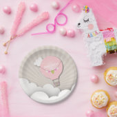 Pink Hot Air Ballon Birthday Papieren Bordje (Feest)