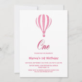 Pink Hot Air ballon, eerste verjaardag Kaart (Voorkant)