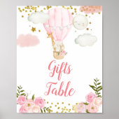 Pink Hot Air Ballon Oerwoud Gold Glitter Poster (Voorkant)