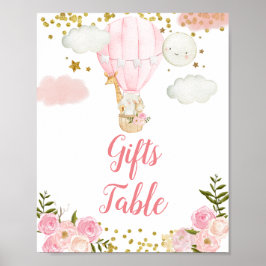 Pink Hot Air Ballon Oerwoud Gold Glitter Poster