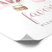 Pink Hot Air Balloon Baby Shower Favors Sign Poster (Hoek)