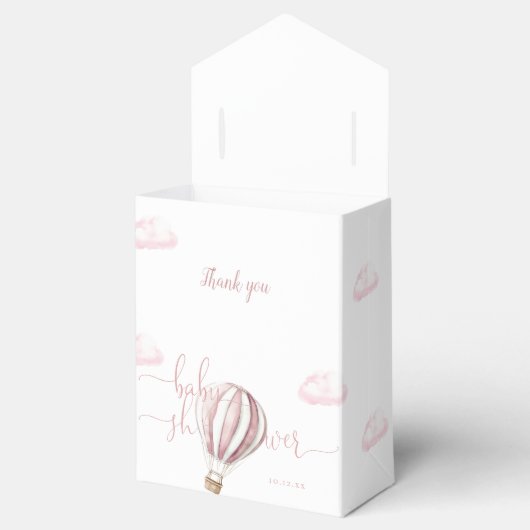 Pink Hot Air Balloon Girl Baby Shower Thank You Bedankdoosjes (Geopend)