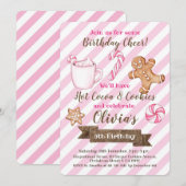 Pink Hot Cacao en Cookies Uitnodiging voor verjaar (Voorkant / Achterkant)
