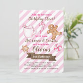 Pink Hot Cacao en Cookies Uitnodiging voor verjaar (Staand voorkant)