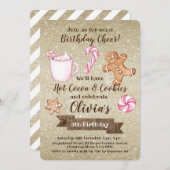 Pink Hot Cacao en Cookies Uitnodiging voor verjaar (Voorkant / Achterkant)