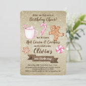 Pink Hot Cacao en Cookies Uitnodiging voor verjaar (Staand voorkant)