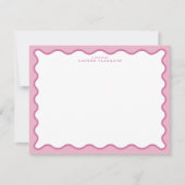 Pink & Hot Pink Wavy Border Note Card Kaart (Voorkant)