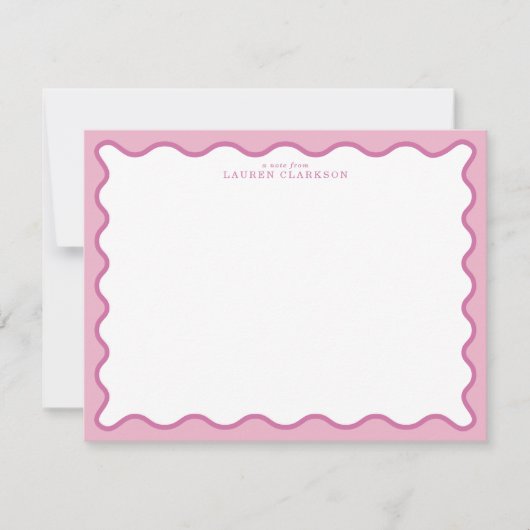 Pink & Hot Pink Wavy Border Note Card Kaart (Voorkant)