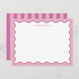 Pink & Hot Pink Wavy Border Note Card Kaart