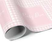 Pink Houndstooth Baby Diva Baby Shower Cadeaupapier (Rol Hoek)