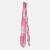 Pink Houndstooth Pattern Classic Preppy Style  Stropdas (Voorkant)