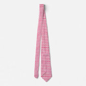 Pink Houndstooth Pattern Classic Preppy Style  Stropdas (Achterkant)