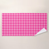 Pink Houndstooth Plaid Check Badhanddoek (Badhanddoek)