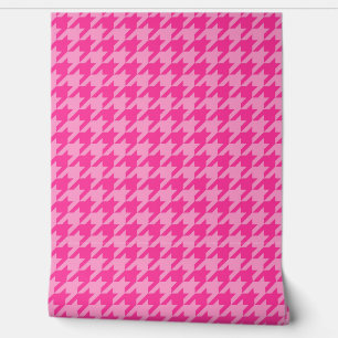 Pink Houndstooth Plaid Check Behang