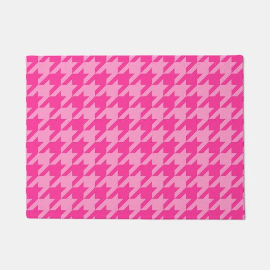 Pink Houndstooth Plaid Check Deurmat (Voorkant)