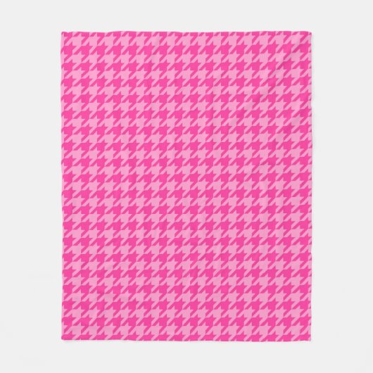 Pink Houndstooth Plaid Check Fleece Deken (Voorkant)