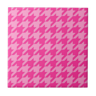 Pink Houndstooth Plaid Check Tegeltje