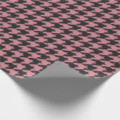 Pink Houndstooth Textile Pattern Cadeaupapier (Hoek)