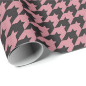 Pink Houndstooth Textile Pattern Cadeaupapier (Rol Hoek)