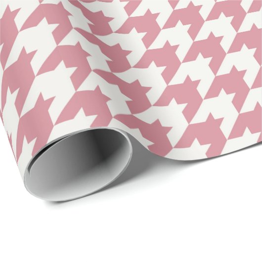 Pink Houndstooth Textile Pattern Cadeaupapier (Rol Hoek)