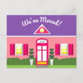 Pink House Dream Home Nieuw Adres Briefkaart (Voorkant)