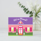 Pink House Dream Home Nieuw Adres Briefkaart (Staand voorkant)