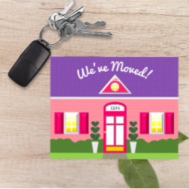 Pink House Dream Home Nieuw Adres Briefkaart