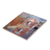 Pink House in Autumn Tegeltje (Zijkant)