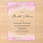 Pink Hues Gold Sparkles Vrijgezellenfeest Acryl Uitnodigingen (Voorkant)