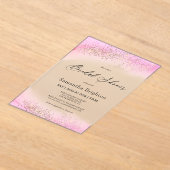 Pink Hues Gold Sparkles Vrijgezellenfeest Acryl Uitnodigingen (Laagn)