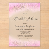 Pink Hues Gold Sparkles Vrijgezellenfeest Acryl Uitnodigingen (Voorkant)