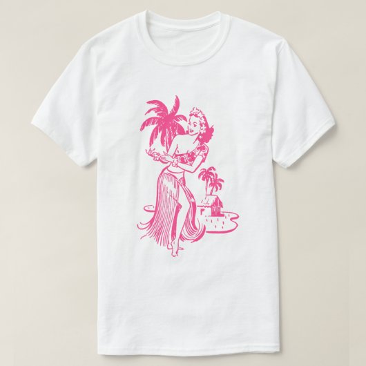 Pink Hula Girl T-Shirt (Design voorkant)