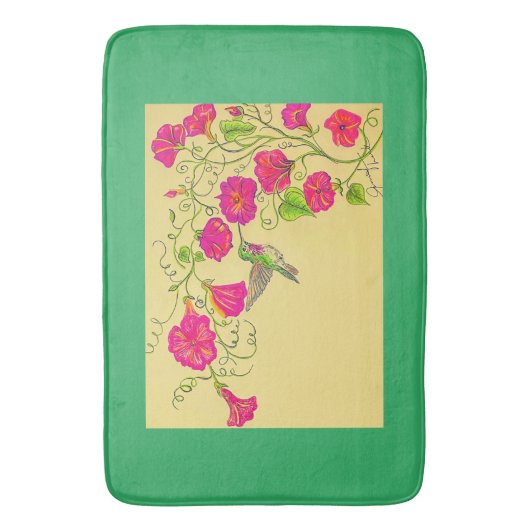Pink Hummingbird Bath Mat (Voorkant Verticaal)