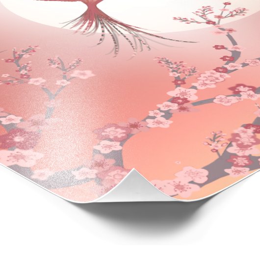 Pink hummingbird moonlight Calm art poster (Hoek)